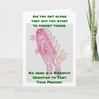 Pink Dinosaurs Birthday Quiz Card