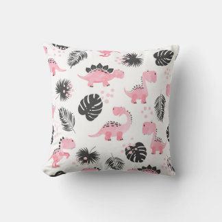 Pink Dinosaurs: Cute Kids Pattern. Cushion