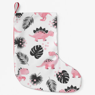 Pink Dinosaurs: Cute Kids Pattern. Small Christmas Stocking