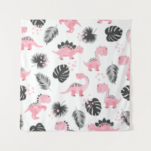 Pink Dinosaurs: Cute Kids Pattern. Tapestry