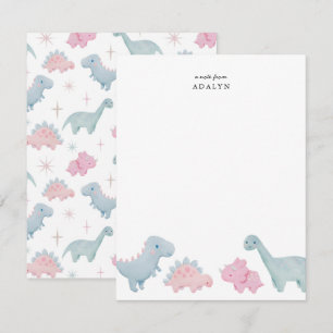 Pink Dinosaurs Kids Note Card
