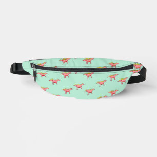 Pink dinosaurs on blue bum bags