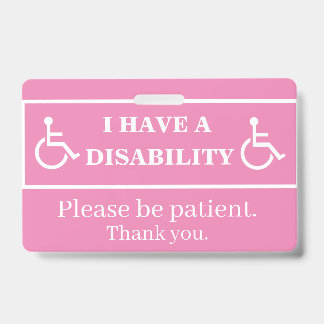 Pink Disability Badge ID Badge