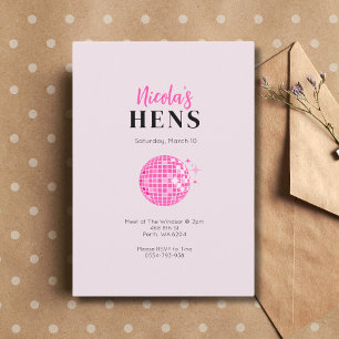 Pink Disco 70's Hens Party Invitation Itinerary