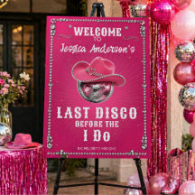 Pink Disco Ball Bachelorette Party Welcome Sign