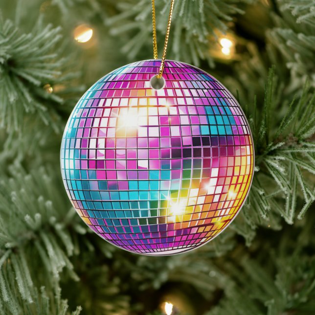 Pink Disco Ball Ceramic Tree Decoration (Tree)