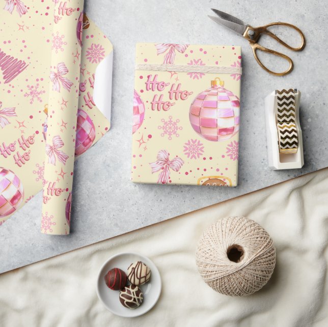 Pink Disco Ball Christmas Wrapping Paper (Crafts)