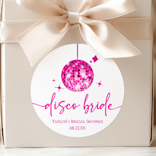 Pink Disco Ball Disco Bride Bridal Shower Classic Round Sticker