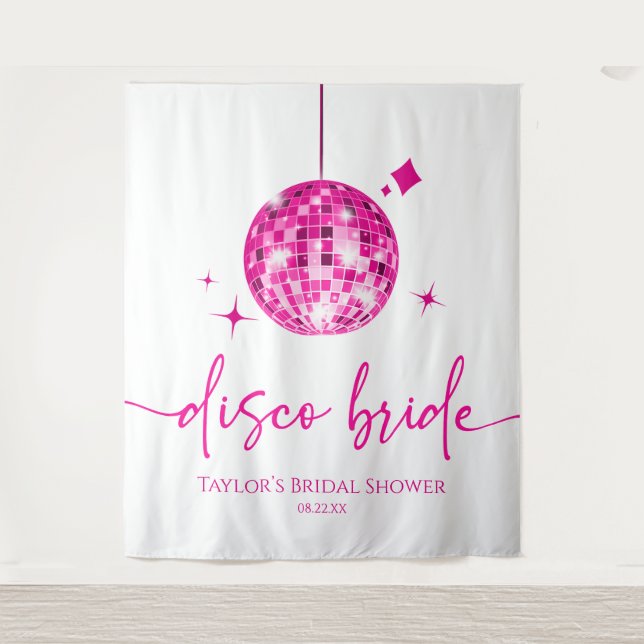 Pink Disco Ball Disco Bride Bridal Shower Tapestry (Front)