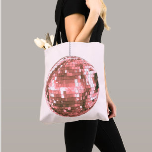 Pink Disco Ball, Girly Accessory, Cute Tote Bag