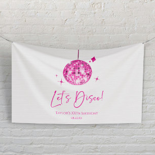 Pink Disco Ball Let's Disco Birthday Party Banner