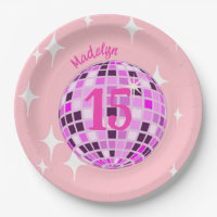 Pink Disco Ball Sweet Fifteen 15th Birthday