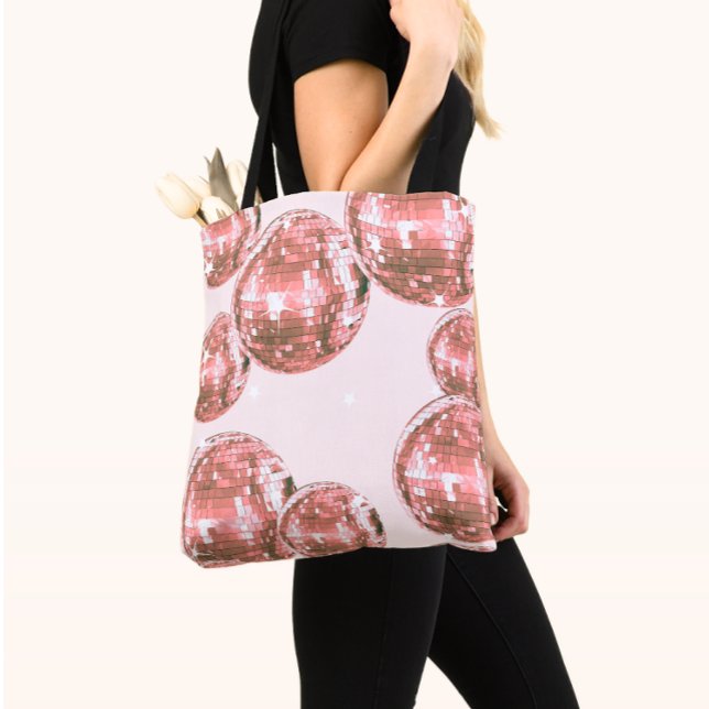 Pink Disco Balls, Retro Glamour, Girly Aesthetic Tote Bag (Creator Uploaded)
