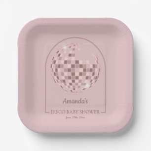 Pink Disco Boogie Baby Shower Paper Plate