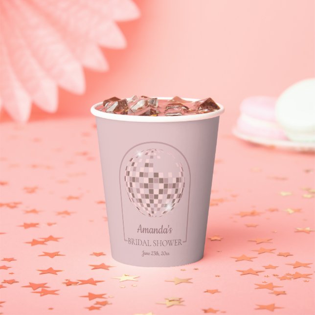 Pink Disco Boogie Bridal Shower Paper Cups (Insitu)