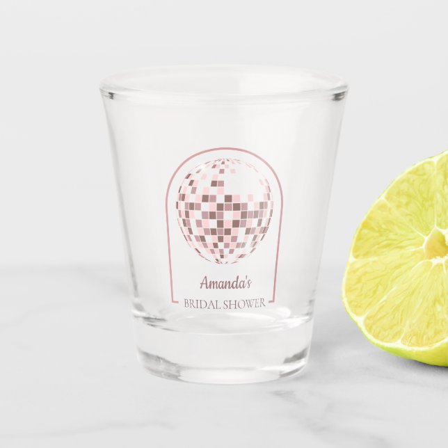 Pink Disco Boogie Bridal Shower Shot Glass (Front)