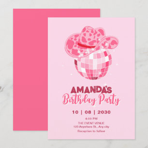 Pink disco cowboy  invitation