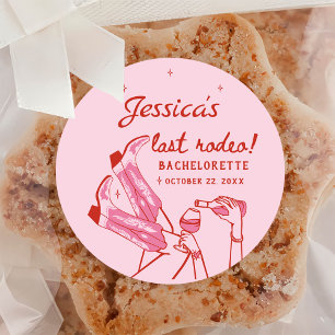 Pink Disco Cowgirl Bachelorette Party Classic Round Sticker