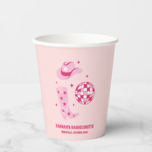 Pink Disco Cowgirl Bachelorette Party Paper Cups