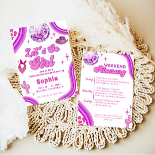 Pink Disco Cowgirl Bachelorette Rodeo Weekend Invitation