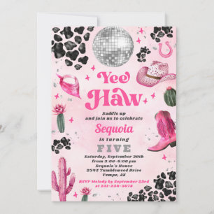 Pink Disco Cowgirl Birthday Invitation