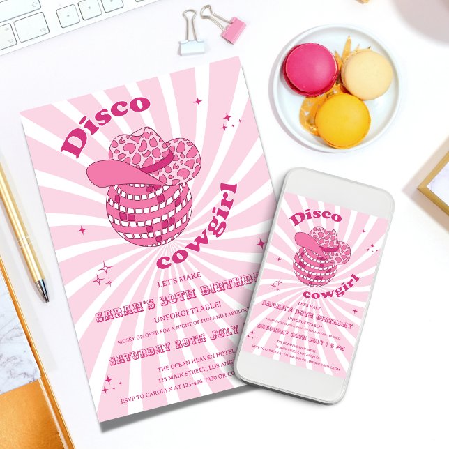Pink | Disco Cowgirl Birthday Party Invitation (Disco Cowgirl Birthday Party Invitation Template)