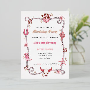 Pink Disco Cowgirl Foil Birthday Invitation