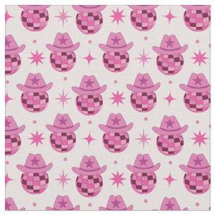 Pink Disco Cowgirl Hat Pattern with Stars Fabric