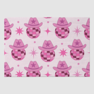 Pink Disco Cowgirl Hat Pattern with Stars  Tissue Paper