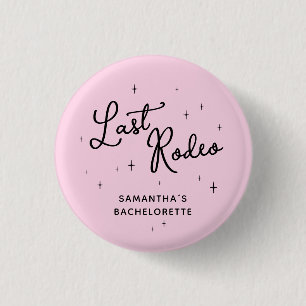 Pink Disco Cowgirl Last Rodeo Bachelorette Party 3 Cm Round Badge