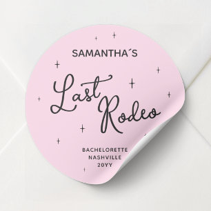 Pink Disco Cowgirl Last Rodeo Bachelorette Party Classic Round Sticker