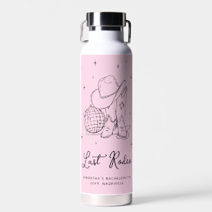 Pink Disco Cowgirl Last Rodeo Bachelorette Party Water Bottle