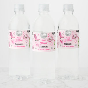 Pink Disco Cowgirl Party Water Bottle Label