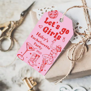 Pink Disco Cowgirl Rodeo Bachelorette Party Gift Tags