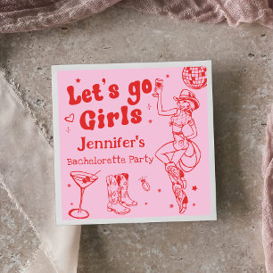 Pink Disco Cowgirl Rodeo Bachelorette Party Napkin