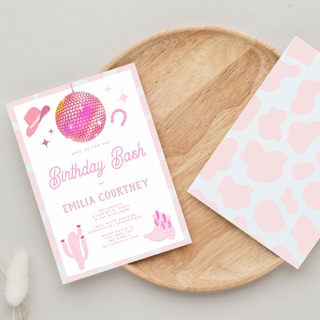 Pink Disco Cowgirl Western Rodeo Birthday Bash Invitation (Creator Uploaded)
