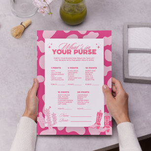 Pink Disco Cowgirl What's In Your Purse Game Cards