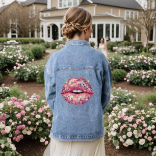 Pink disco lips denim jacket