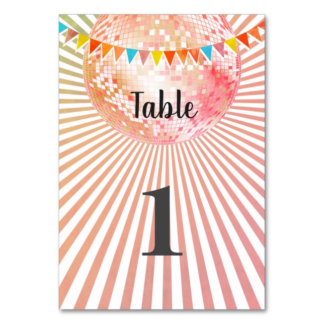 pink disco party Table card (Front)