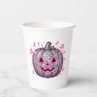 Pink Disco Pumpkin Halloween Party Paper Cups