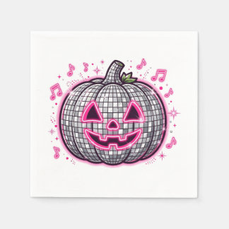 Pink Disco Pumpkin Halloween Party Plate Napkin
