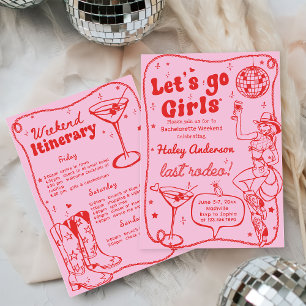 Pink Disco Rodeo Cowgirl Bachelorette Weekend Invitation
