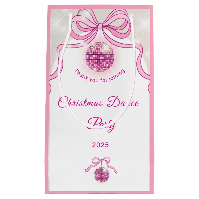 Pink Disco Sparkle Girls’ Christmas Party  Small Gift Bag (Front)
