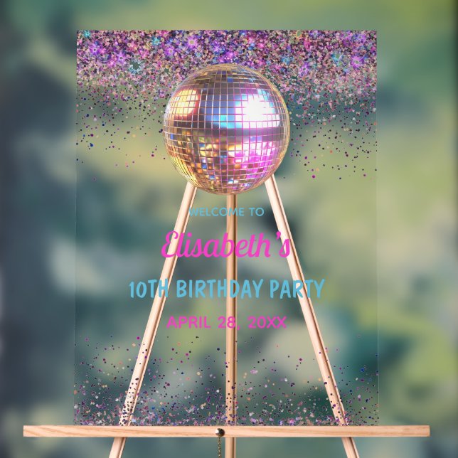 Pink Disco Trendy In My Double Digits Era Birthday Acrylic Sign (Neutral)