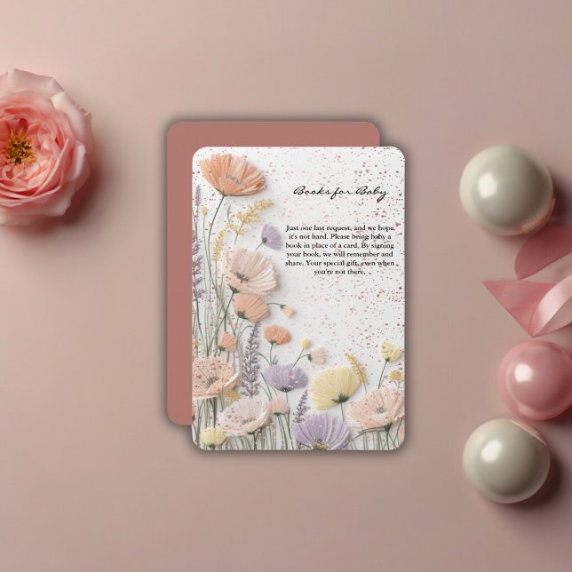 Pink Distressed Pressed Wildflower Baby Shower Enclosure Card (Creator Uploaded)