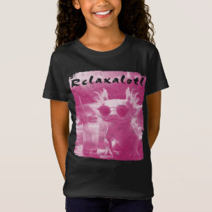 Pink Distressed Relaxalotl Axolotl Girl's T-Shirt