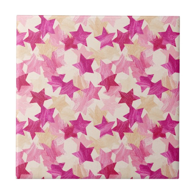 Pink Distressed Star Seamless Pattern Tile (Front)