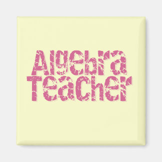 Pink Distressed Text Algebra Teacher Magnet