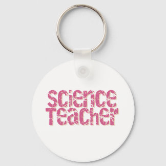 Pink Distressed Text Science Teacher Key Ring