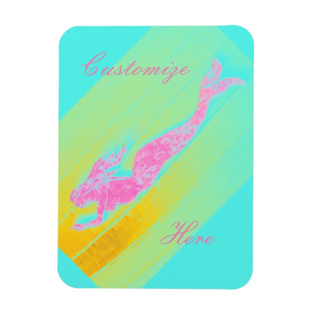 pink diving mermaid magnet (Vertical)